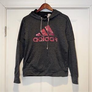 Adidas Charcoal Hoodie with Light Pink Accents